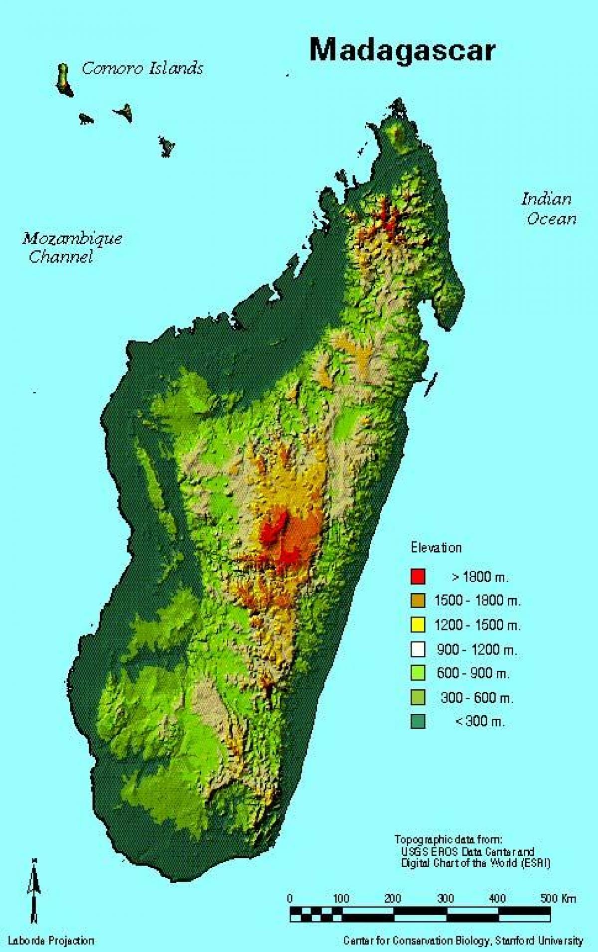kart over Madagaskar geografi