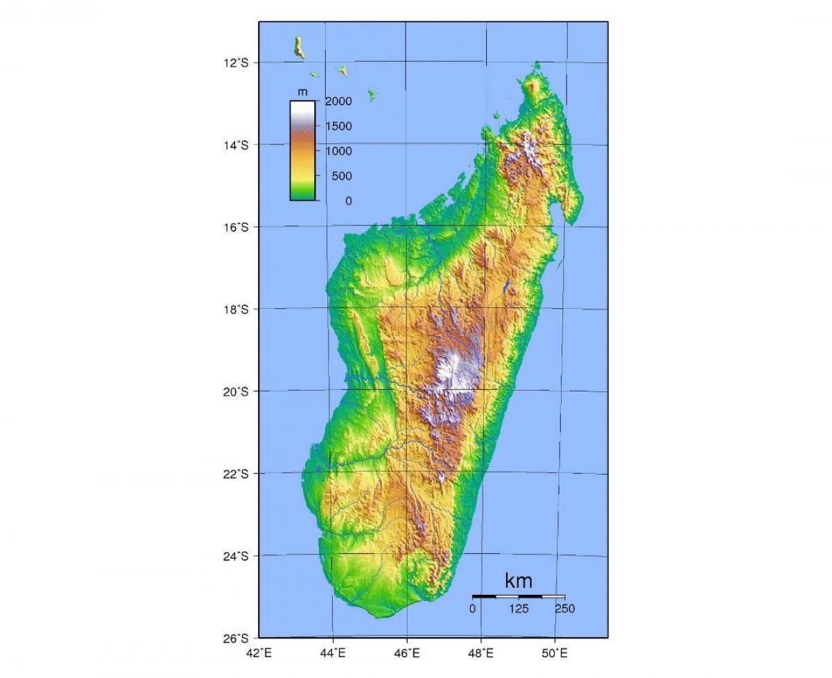 kart over Madagaskar høyde
