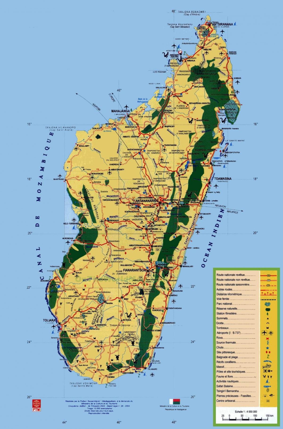 Madagaskar turistattraksjonene kart