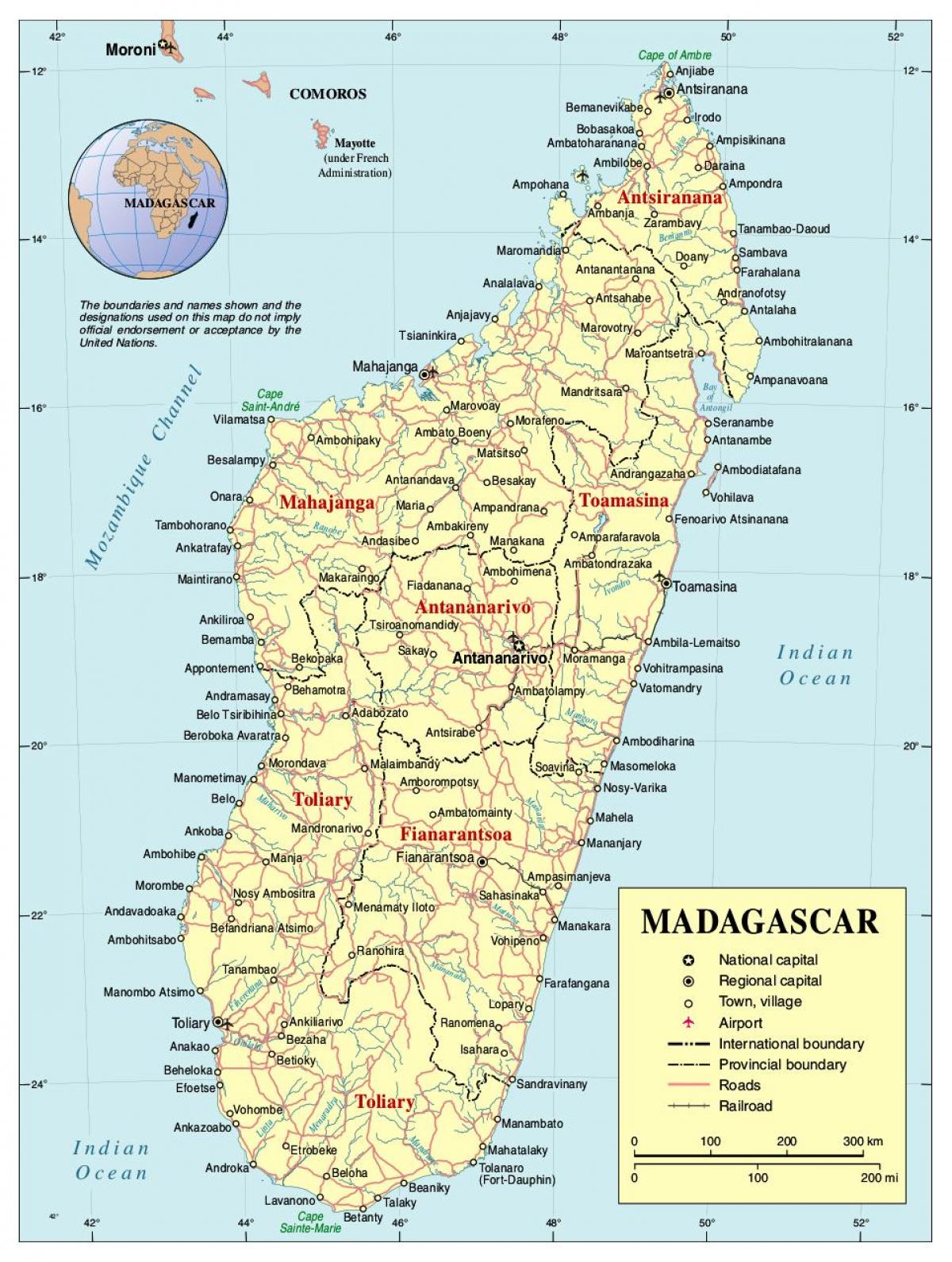 kart over Madagaskar veien