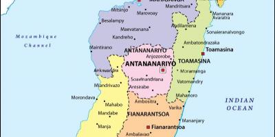 Kart av politiske kartet av Madagaskar
