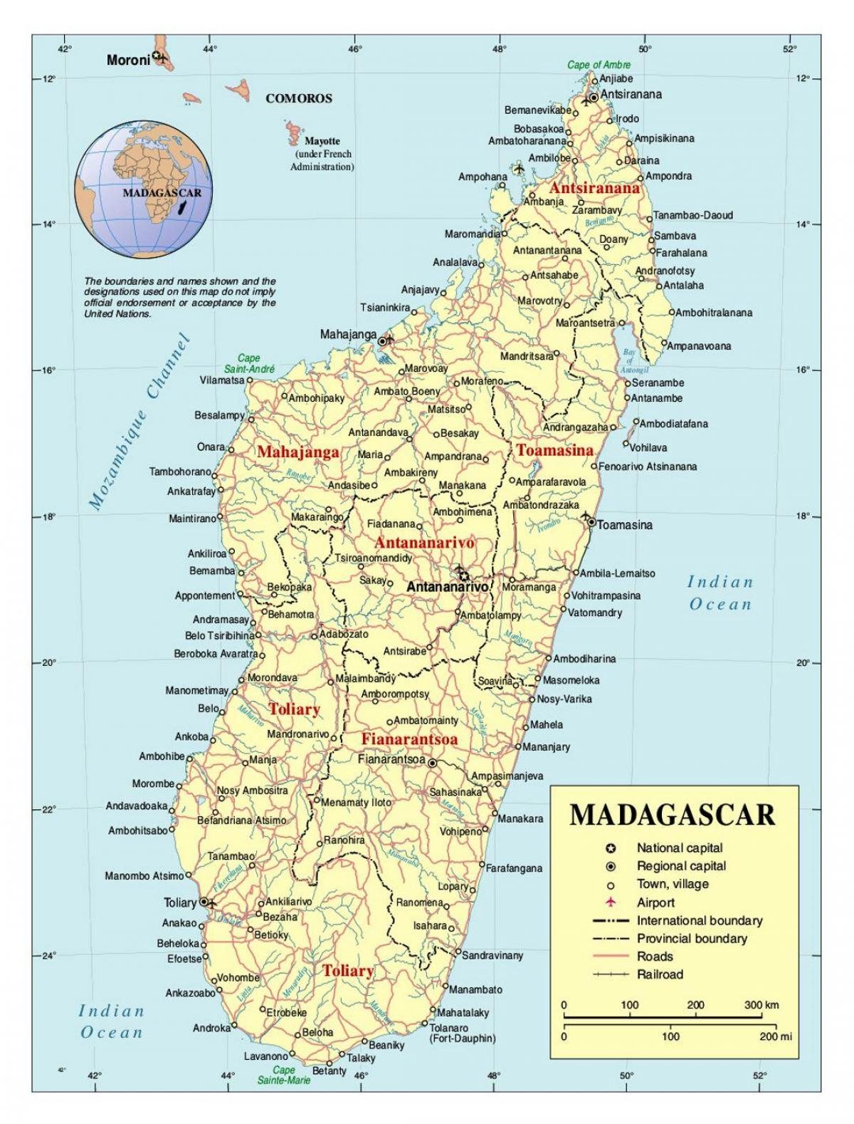 detaljert kart over Madagaskar