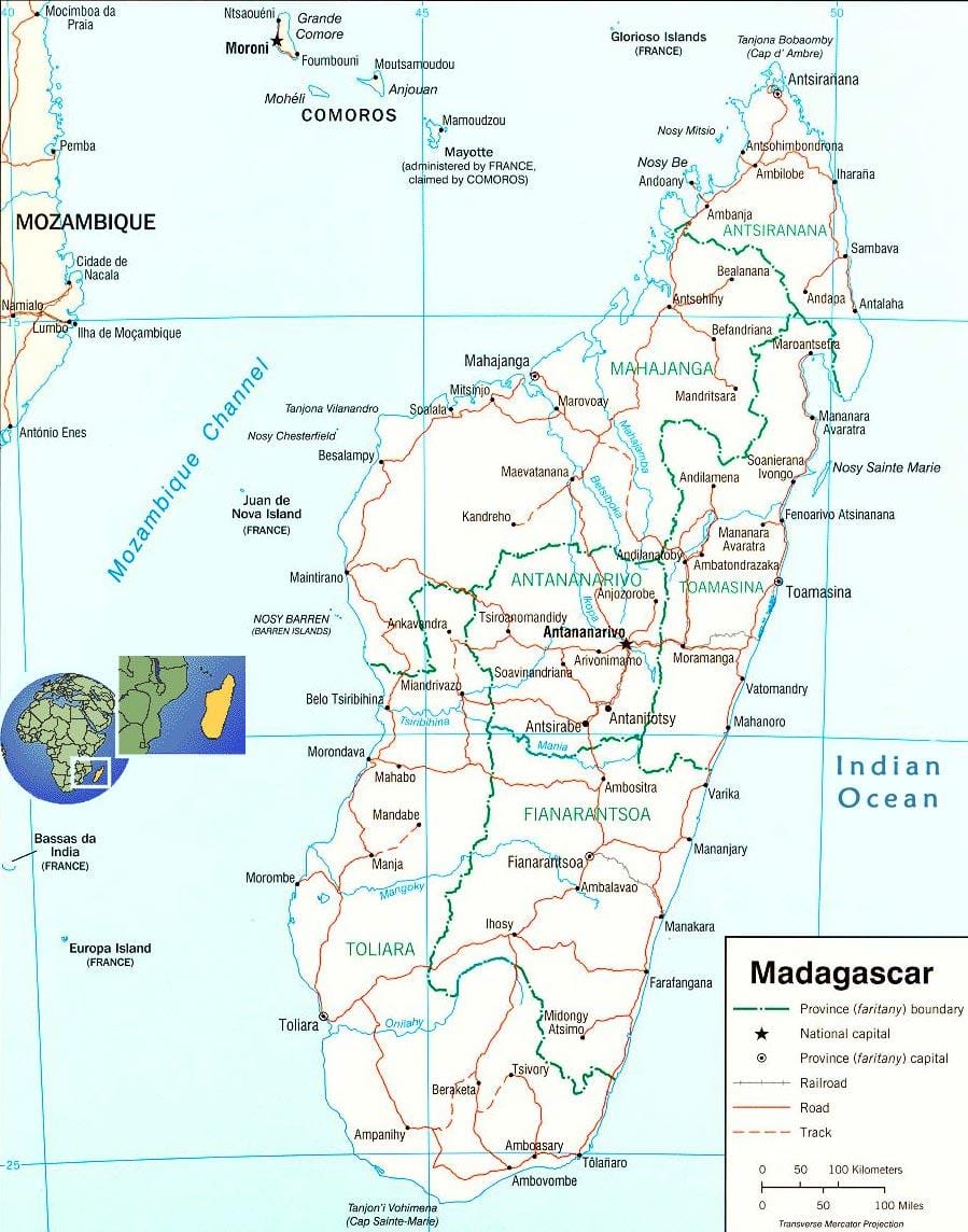 kart over Madagaskar river