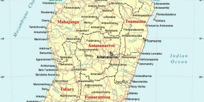 Madagaskar kart med byer