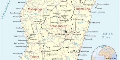 Kart over Madagaskar flyplasser